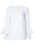 Rebecca Vallance - Ruffled Sleeves Blouse - Women - Cotton - 12, White, Cotton
