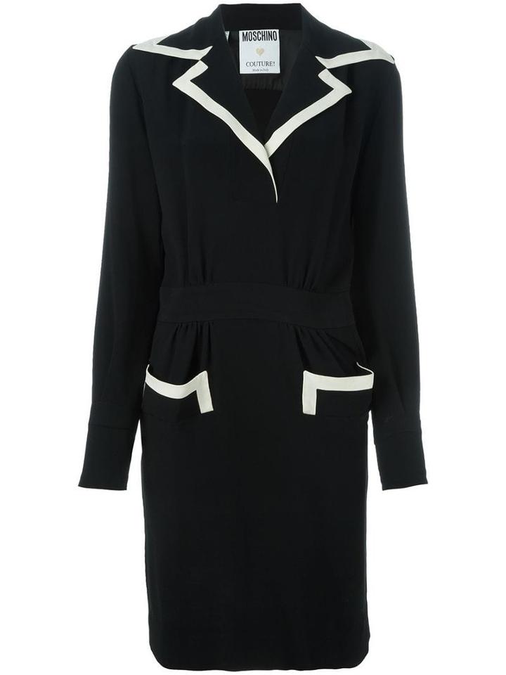 Moschino Pre-owned Contrast Trim Tailored Dress - Black