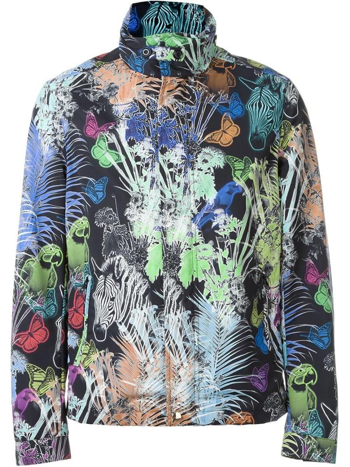 Etro Floral Print Jacket, Men's, Size: L, Black, Nylon/acetate/viscose