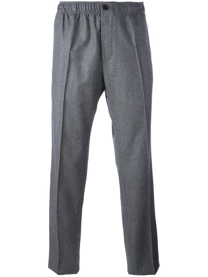 Maison Kitsuné Straight-leg Trousers, Men's, Size: Large, Grey, Wool