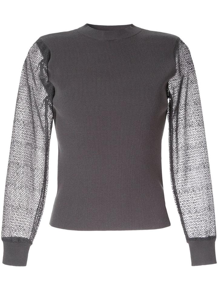 Ballsey Sheer Sleeve Jumper - Grey