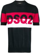 Dsquared2 Short-sleeve Intarsia Logo Sweater - Black