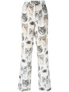Stella Mccartney Cat Print Trousers, Women's, Size: 38, Nude/neutrals, Silk
