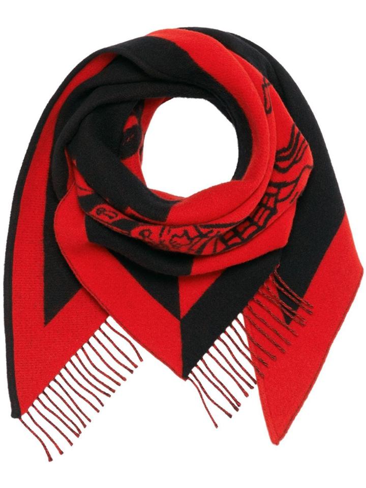 Burberry The Burberry Bandana In Crest Detail Wool Cashmere - Orange