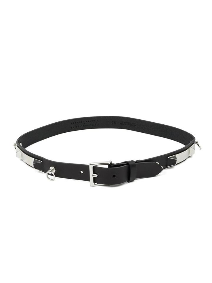 Faith Connexion Studded Belt, Women's, Size: 75, Black, Calf Leather/zamak