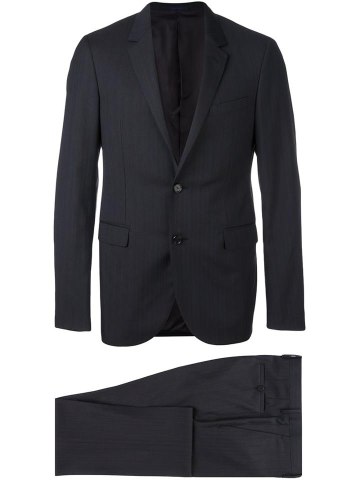 Lanvin Classic Two-piece Striped Suit, Men's, Size: 48, Blue, Cupro/wool