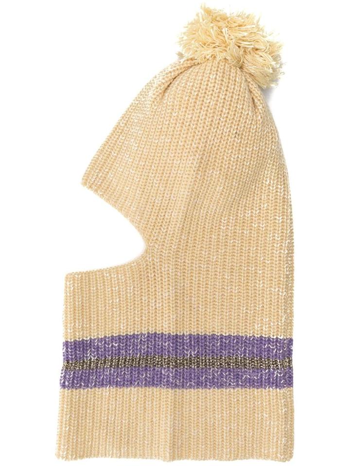 Cashmere In Love Pompom Balaclava Hat - Yellow