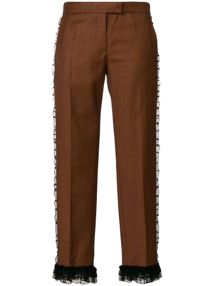 Marco De Vincenzo Frill Trim Cropped Trousers - Brown