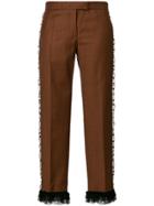 Marco De Vincenzo Frill Trim Cropped Trousers - Brown