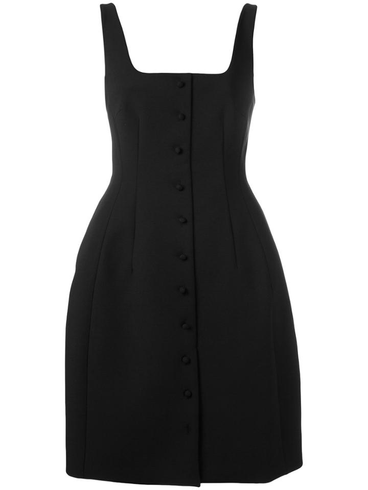 Sara Battaglia Buttoned Pouf Dress - Black