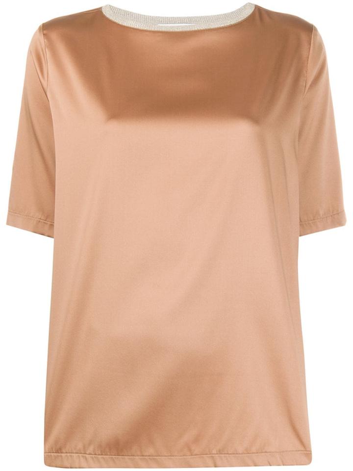 Fabiana Filippi Crew Neck Satin Top - Brown