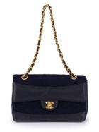 Chanel Vintage Quilted Double Chain Shoulder Bag - Blue