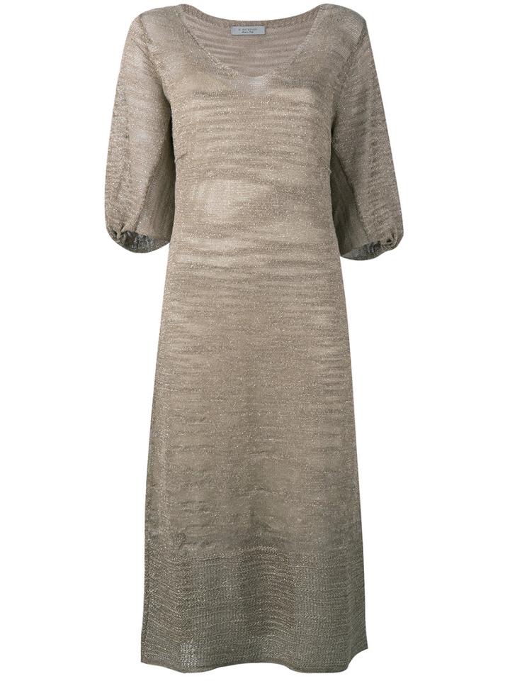 D.exterior Knitted V-neck Dress, Women's, Size: Xl, Nude/neutrals, Linen/flax/polyamide/polyester