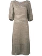 D.exterior Knitted V-neck Dress, Women's, Size: Xl, Nude/neutrals, Linen/flax/polyamide/polyester