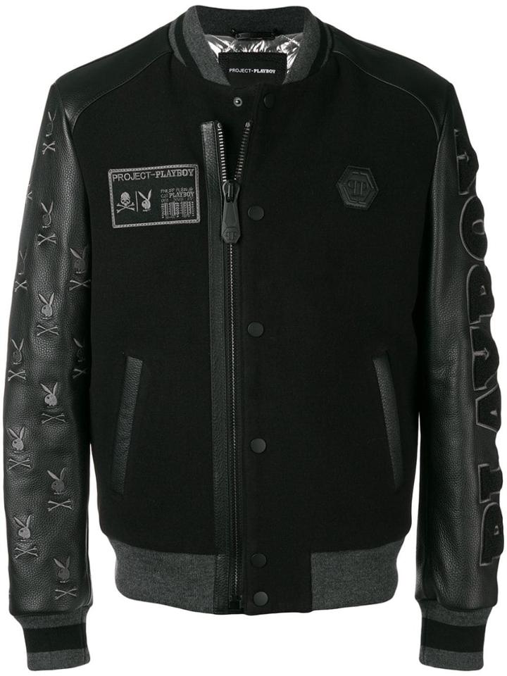 Philipp Plein X Playboy Logo Bomber Jacket - Black