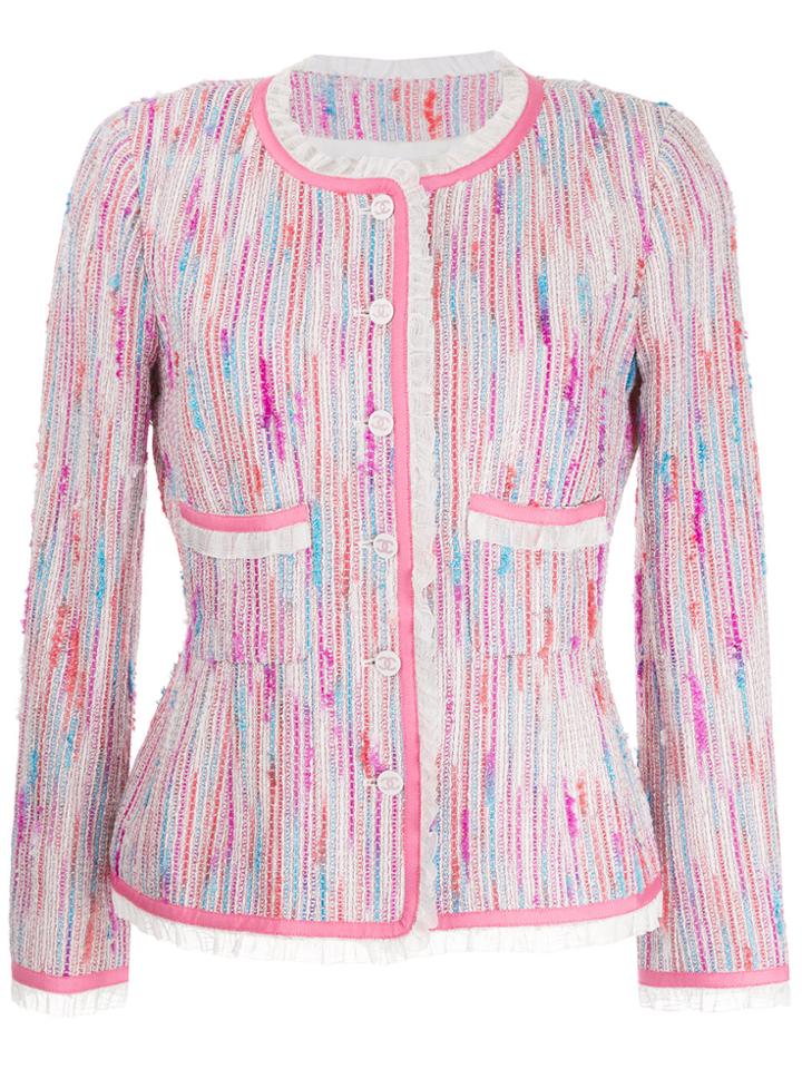 Chanel Vintage Cc Logo Buttons Blazer - Pink & Purple