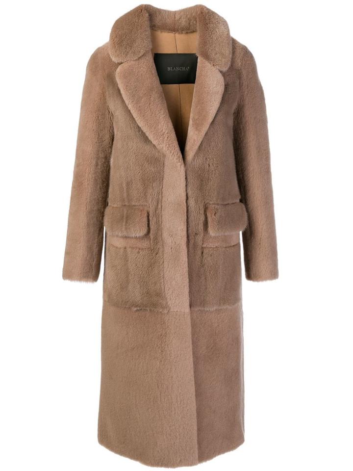 Blancha Long Fur Coat - Nude & Neutrals