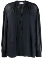 Calvin Klein Sheer Tie Fastened Top - Blue