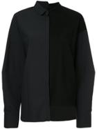 Aula Contrast Panel Asymmetric Shirt - Black