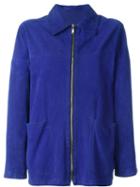 Suede Jacket, Women's, Size: 44, Blue, Versace Vintage