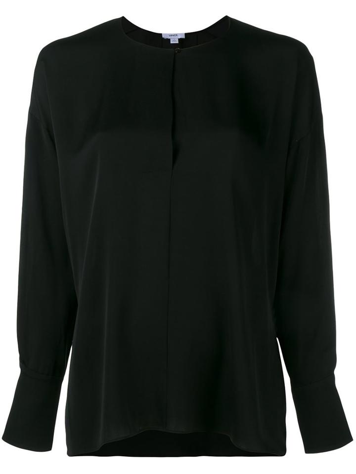 Vince Long Sleeve Blouse, Women's, Size: 10, Black, Silk/spandex/elastane