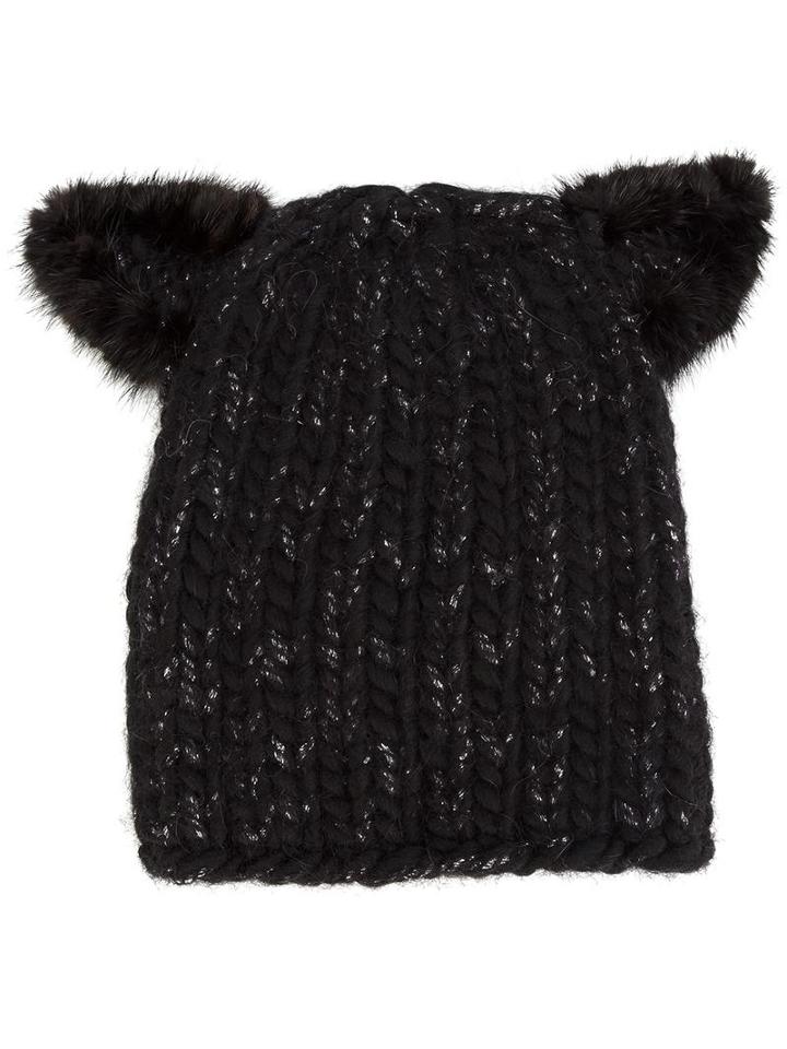Eugenia Kim 'felix' Beanie, Women's, Black, Mink Fur/nylon/wool/metallized Polyester