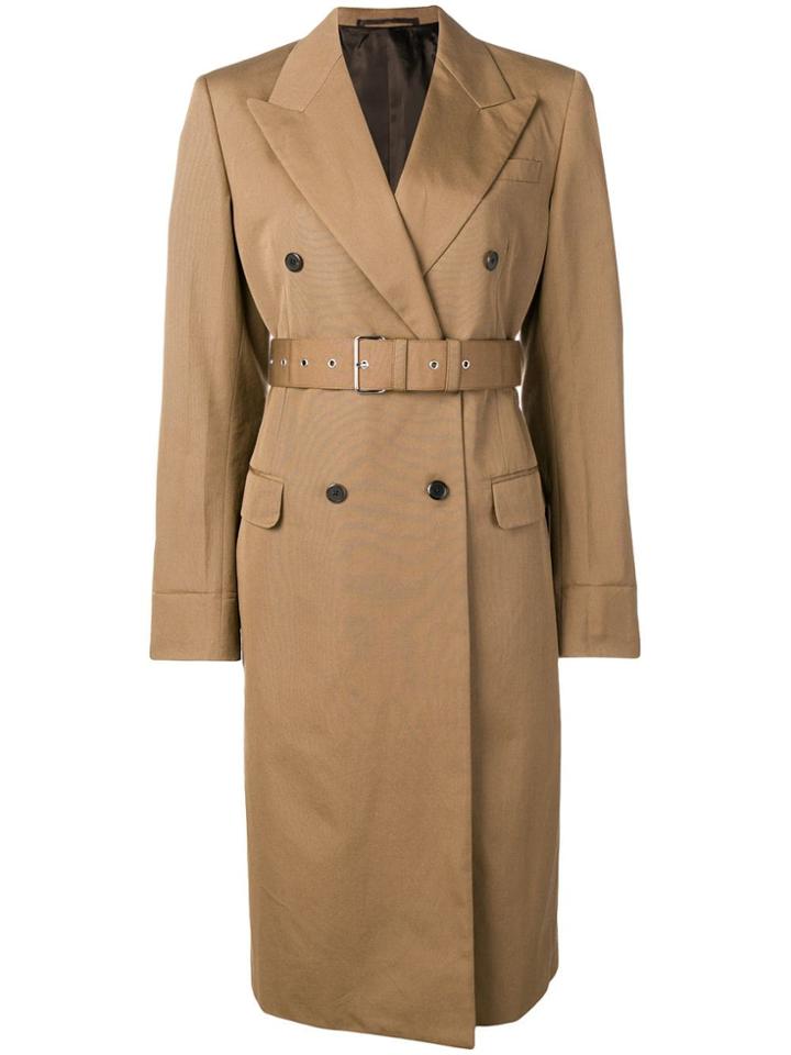 Prada Double-breasted Midi Coat - Brown