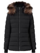 Burberry Detachable Faux Fur Trim Puffer Jacket - Black