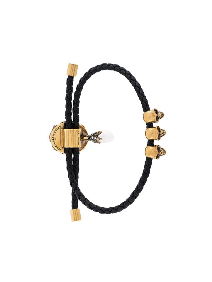 Alexander Mcqueen Heart Embellished Bracelet - Black