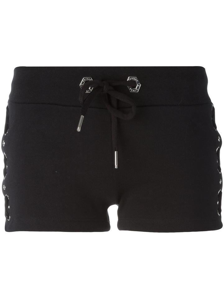 Philipp Plein Bondage Shorts, Women's, Size: Large, Black, Cotton