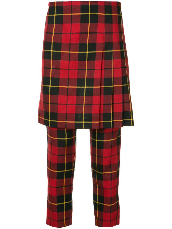 Comme Des Garçons Vintage Tartan Skirt Trousers - Red