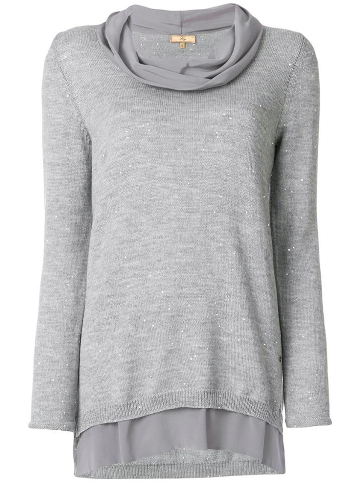 Fay Draped Neck Jumper - Grey
