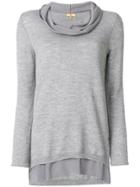 Fay Draped Neck Jumper - Grey