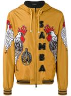Dolce & Gabbana Samba Rooster Print Jacket, Men's, Size: 50, Yellow/orange, Polyester