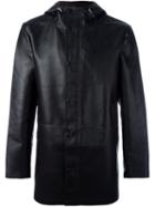 Desa 1972 Hooded Coat, Men's, Size: 50, Black, Leather/polyester/wool