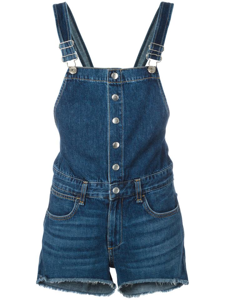 Rag & Bone /jean - 'lou' Short Overall - Women - Cotton - S, Blue, Cotton