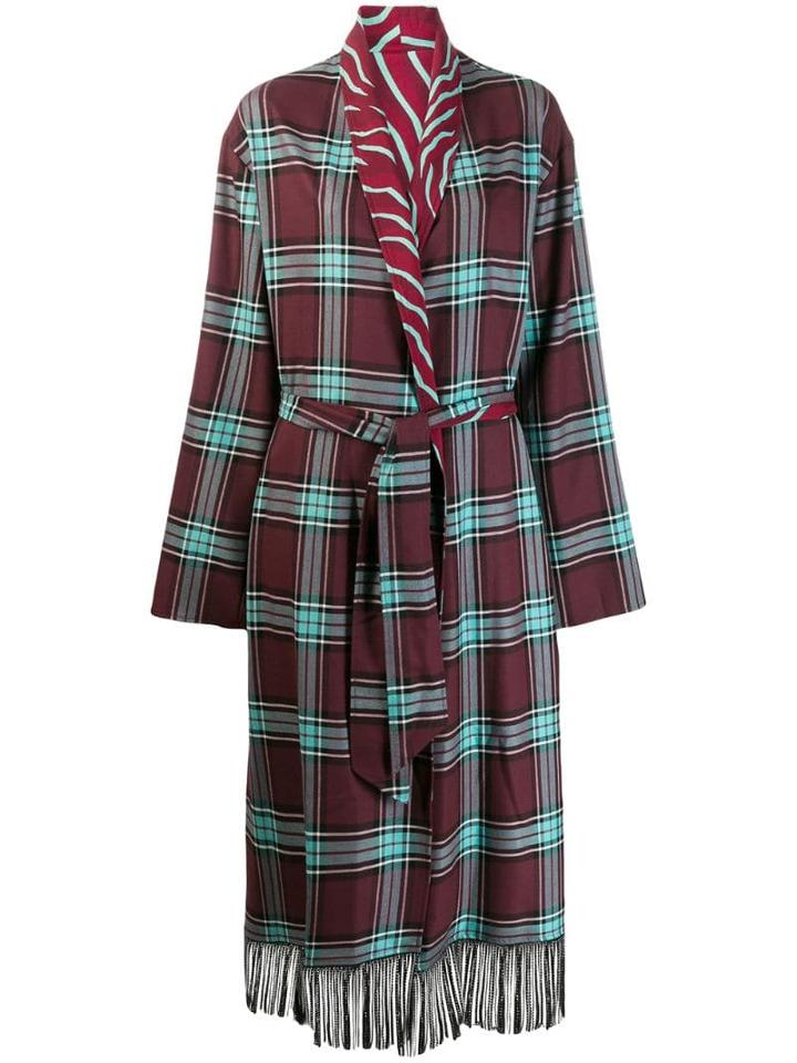Just Cavalli Plaid Cardigan Coat - Red