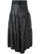 Saint Laurent Long Leather Skirt, Women's, Size: 36, Black, Lamb Skin/silk