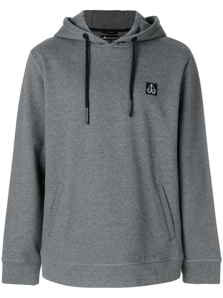 Moose Knuckles Logo Patch Hoodie - Grey