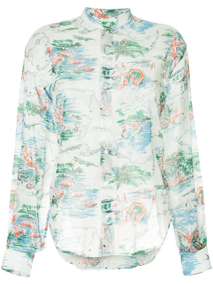 Bassike Beach Print Loose Shirt - White