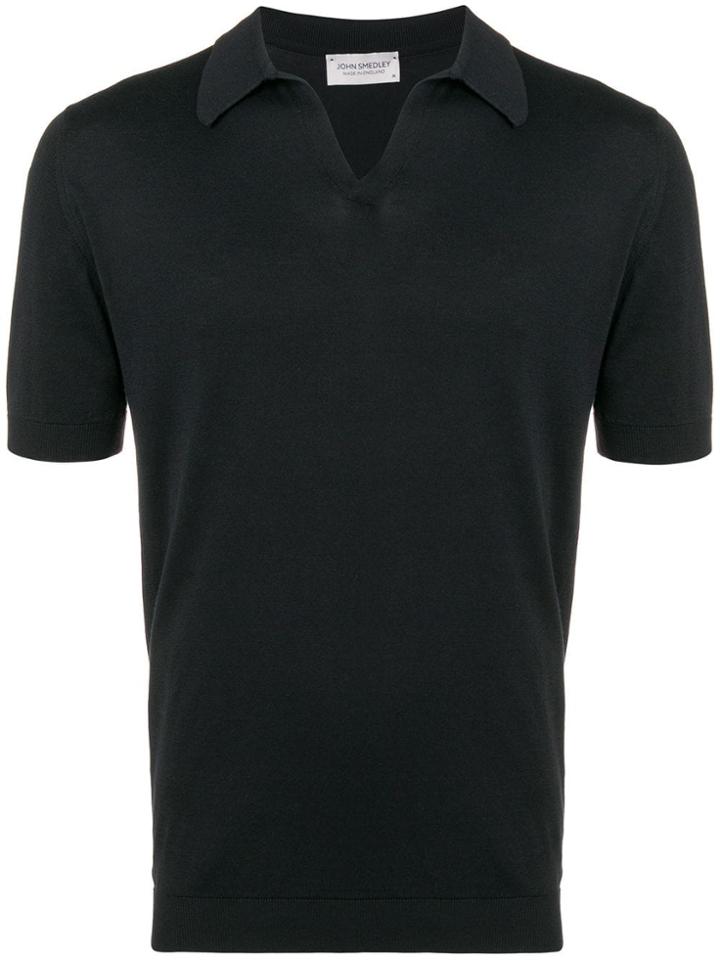 John Smedley Open-collar Polo Shirt - Black