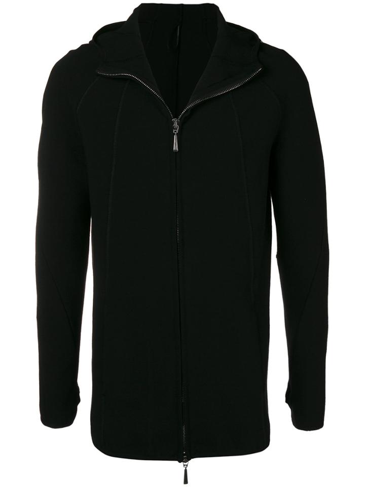 Masnada Front Zip Long Hoodie - Black