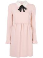 Red Valentino - Pussy Bow Collar Dress - Women - Viscose/acetate/spandex/elastane/polyester - 40, Pink/purple, Viscose/acetate/spandex/elastane/polyester