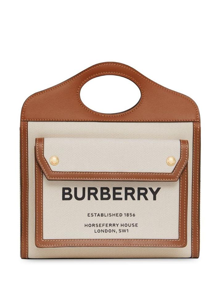 Burberry Mini Two-tone Canvas And Leather Pocket Bag - Neutrals