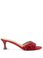 Tabitha Simmons Beaded Mules - Red