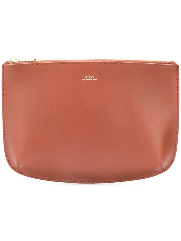 A.p.c. Zipped Clutch - Brown