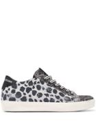 Leather Crown Animal Print Snearkers - Grey