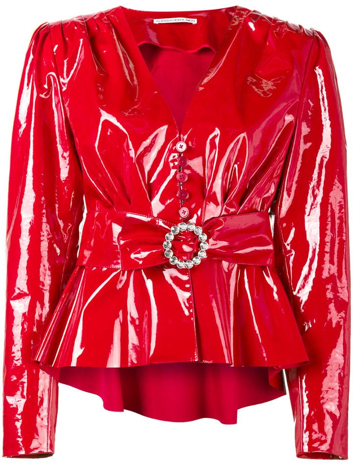 Alessandra Rich Plastic Belted Jacket, Women's, Size: 38, Red, Cotton/polyurethane/viscose
