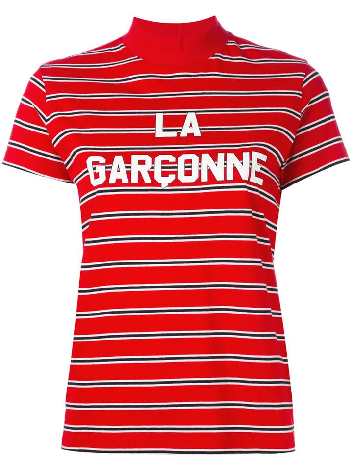 Harmony Paris - Striped High Neck Top - Women - Cotton - L, Women's, Red, Cotton