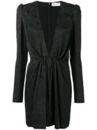 Saint Laurent V-neck Fitted Dress - Black
